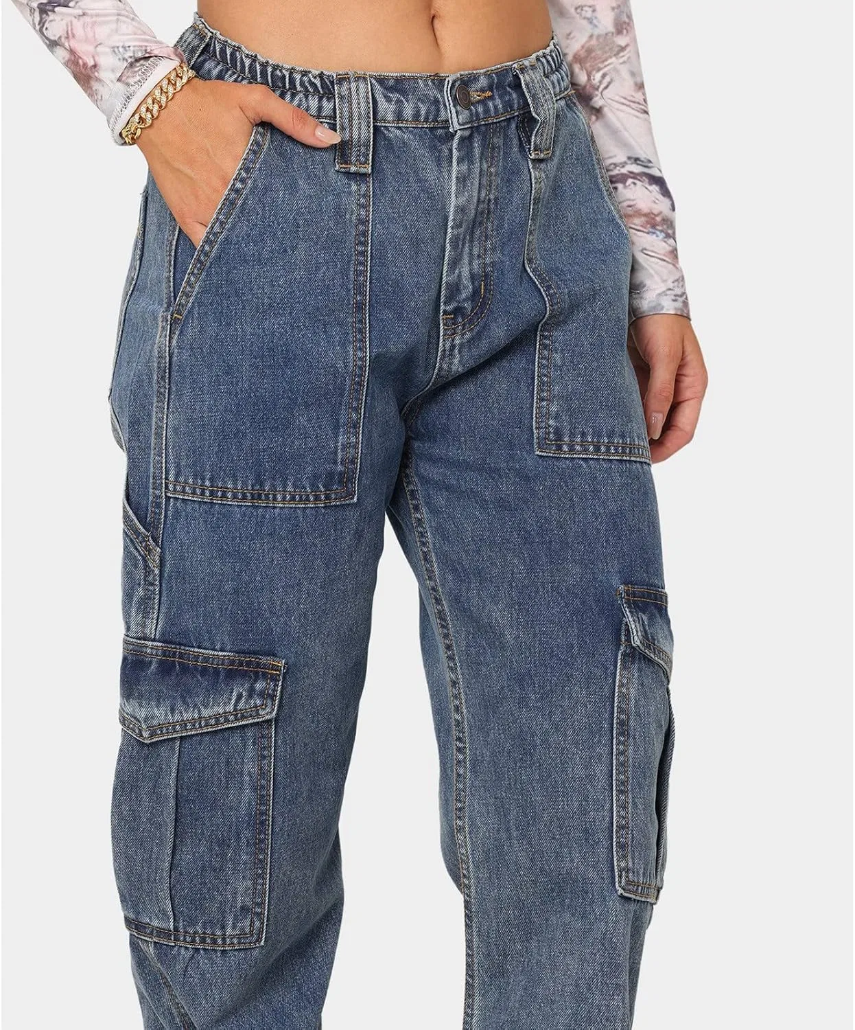 Джинсы свободные Wide Leg Jeans, серый — фото 4