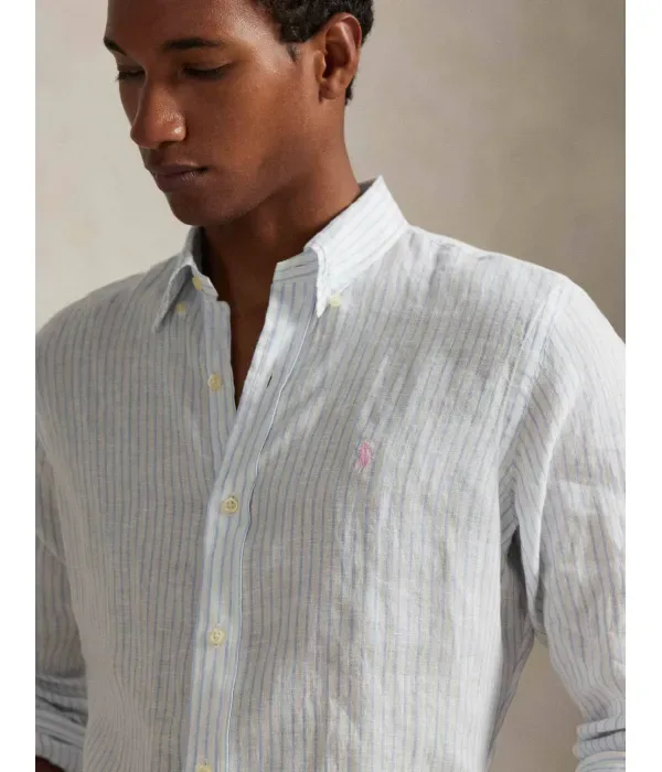 Льняная рубашка slim fit Polo Ralph Lauren, белый — фото 4