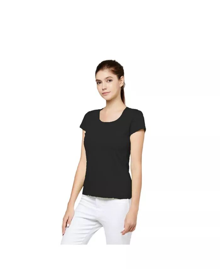 

Женская футболка Bellemere Ultra Thin с глубоким круглым вырезом и хлопком Bellemere New York, черный