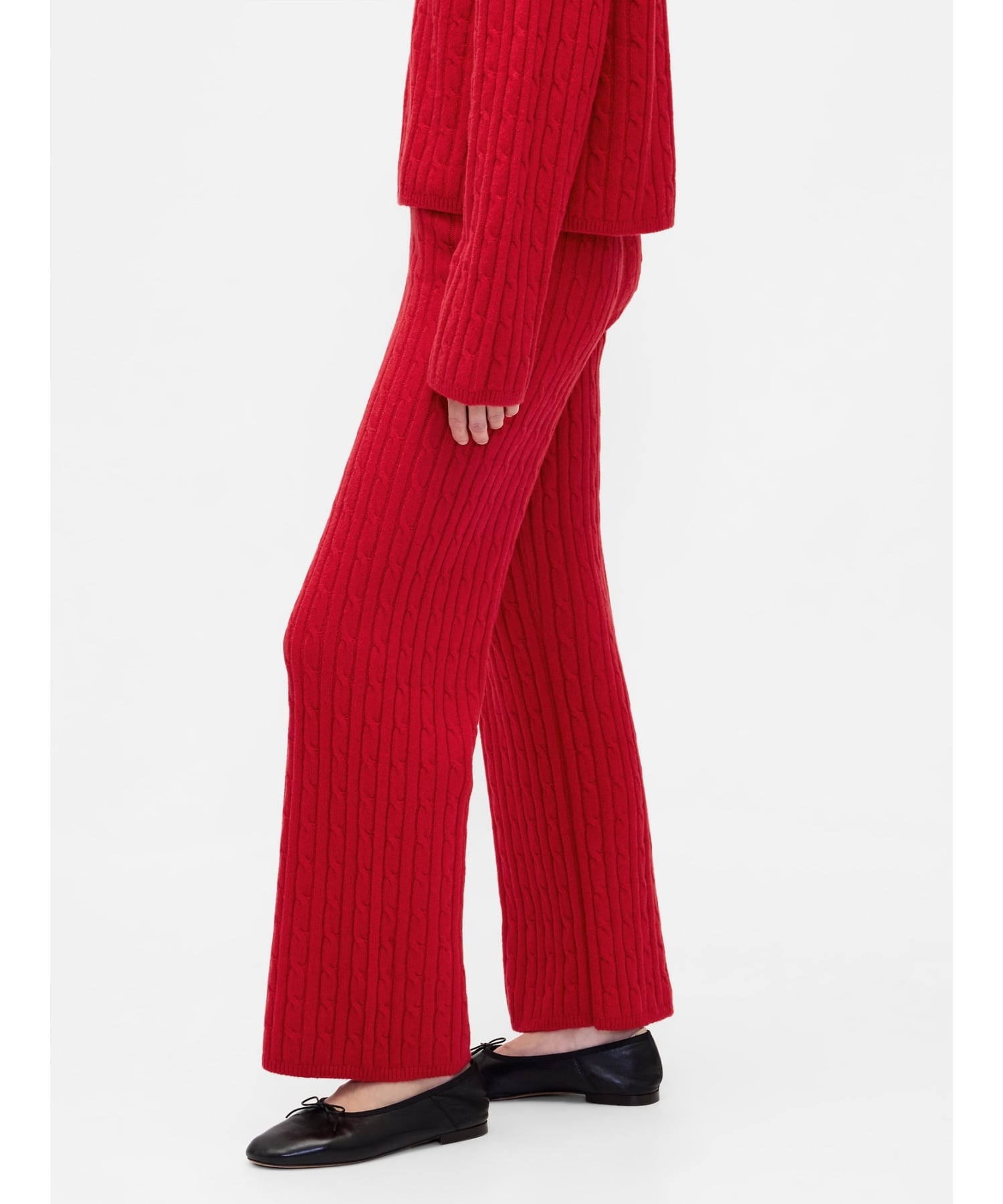 (W)CashSoft Кашемировые трикотажные брюки с кабельным плетением GAP, MODERN_RED — фото 3