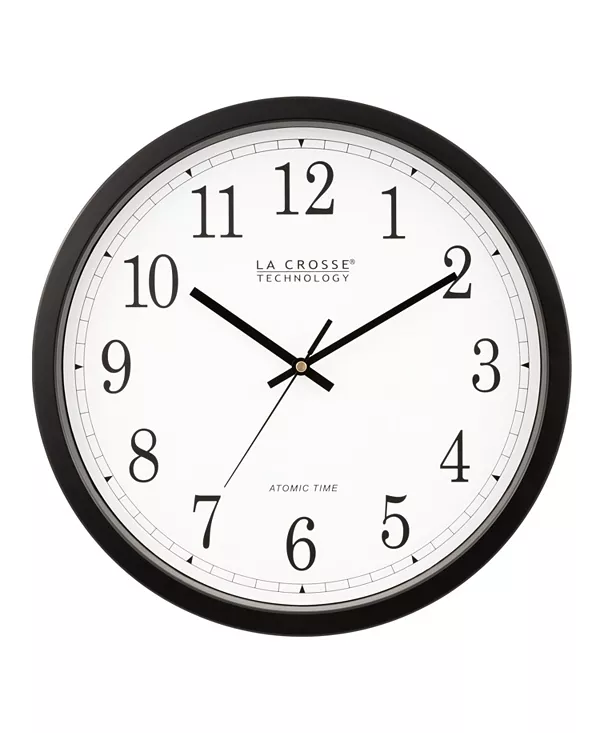 

14-Дюймовые черные атомные аналоговые настенные часы La Crosse Technology, black