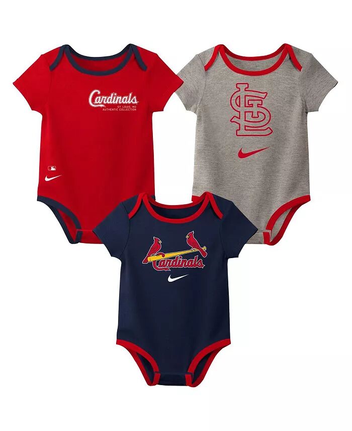 

Комплект из трех боди для мальчиков и девочек St. Louis Cardinals Authentic Collection Nike