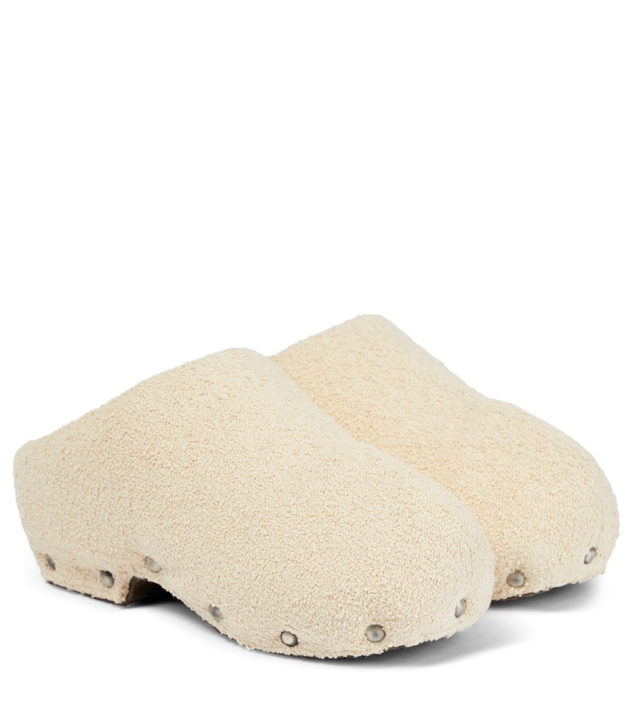 Текстурированные клоги из хлопкового твида Acne Studios, Beige