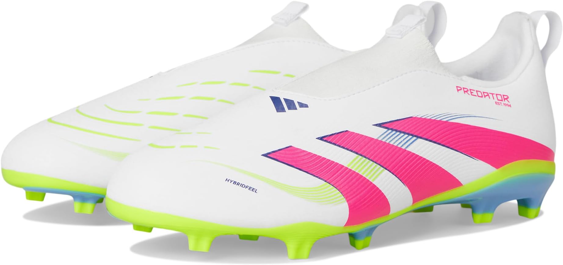 

Кроссовки Adidas Kids League Predator Laceless Firm Ground/Multi Ground Soccer Cleats, White/Lucid Pink/Lucid Lemon