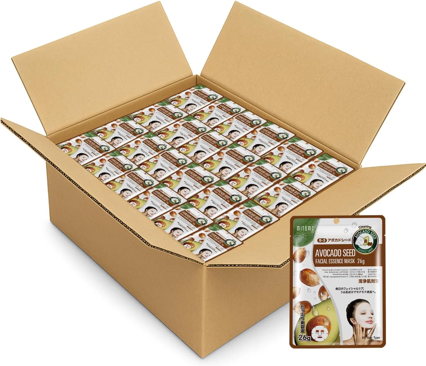 Эссенция Tomodachi — Тканевая MITOMO Avocado Seed Facial Essence Mask, 15600 г