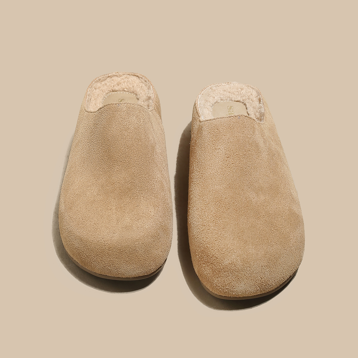 SAFIYA Женские тапочки с закрытым носком абрикосовые без подкладки, цвет Apricot (Unlined) — фото 4