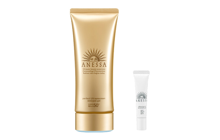 

ANESSA Небольшой золотой тюбик гель для защиты от солнца 2020 издание золотой желе солнцезащитный лосьон увлажняющий UV защита 90g+15g