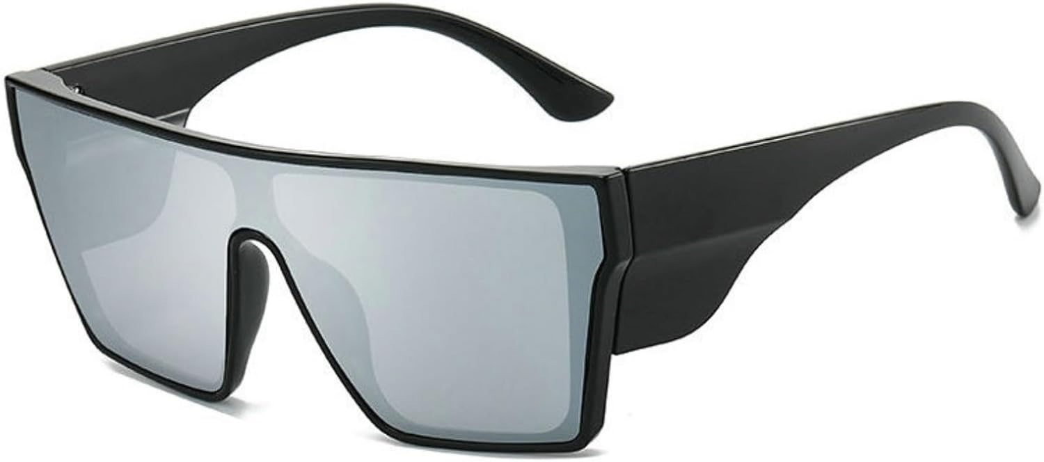 

Willochra Винтажные большие квадратные солнцезащитные очки для женщин, модные, с плоской верхней частью, черные, для активного отдыха, защита от УФ-излучения UV400, C3