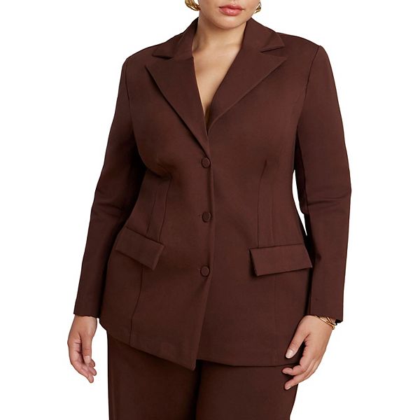 

Женский блейзер plus size с зауженной талией Eloquii, Chicory Coffee