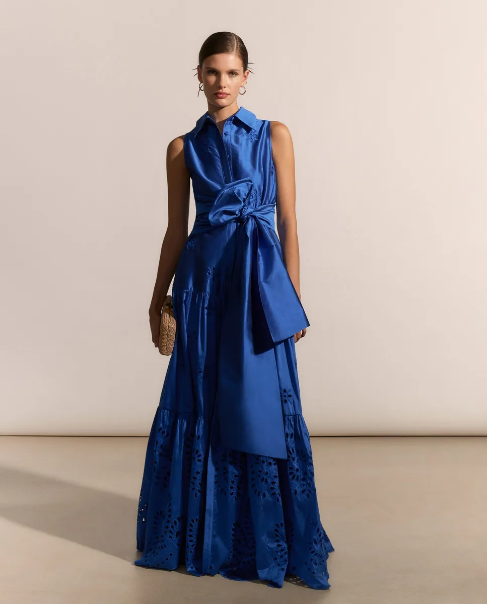

Длинное платье-рубашка Woman Fiesta El Corte Inglés, цвет 440 Azul_n