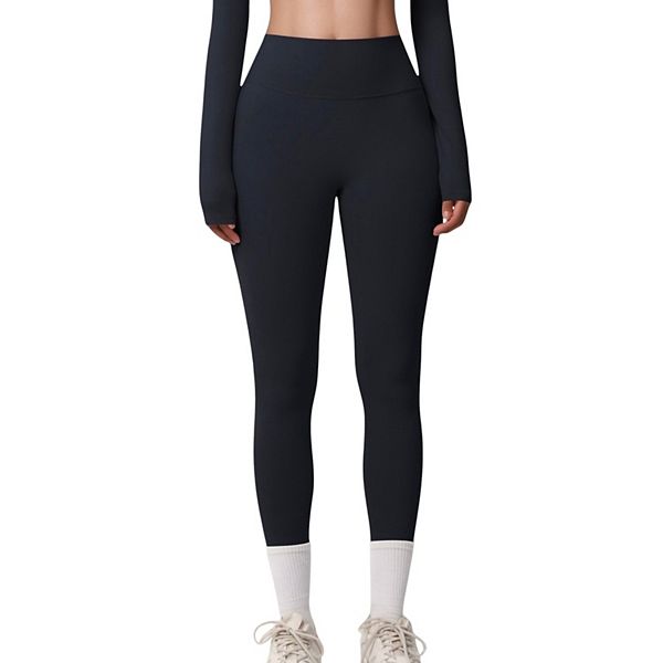 

Женские леггинсы с высокой талией, боковыми карманами и бесшовной эластичной тканью для повседневной носки Anna-Kaci, Black