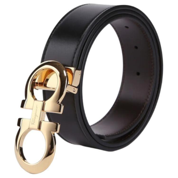 

Ремень мужской из кожи быка Ferragamo черно-коричневый 3,5 см