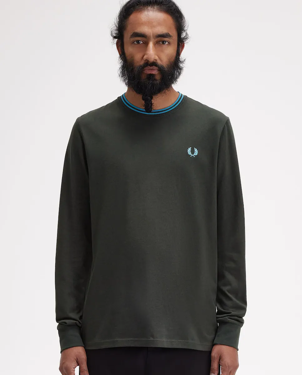 

Мужская футболка с длинными рукавами и круглым вырезом Fred Perry, черный