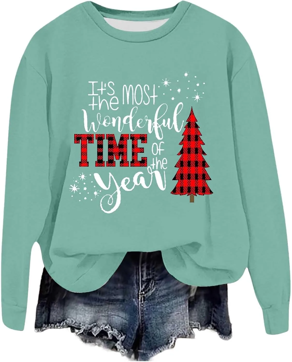 

Свитшот женский рождественский с длинным рукавом