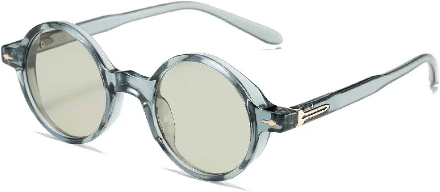 

Очки Favor Small Round Glasses Punk для женщин, солнцезащитные очки Rivets для мужчин, сине-зеленые очки с леопардовым принтом и защитой от УФ-излучения UV400 DSVIGF, Green