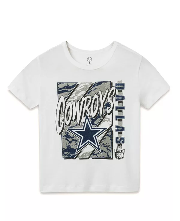 

Футболка унисекс с символикой команды NFL Dallas Cowboys - для малышей и взрослых. Junk Food Clothing, белый