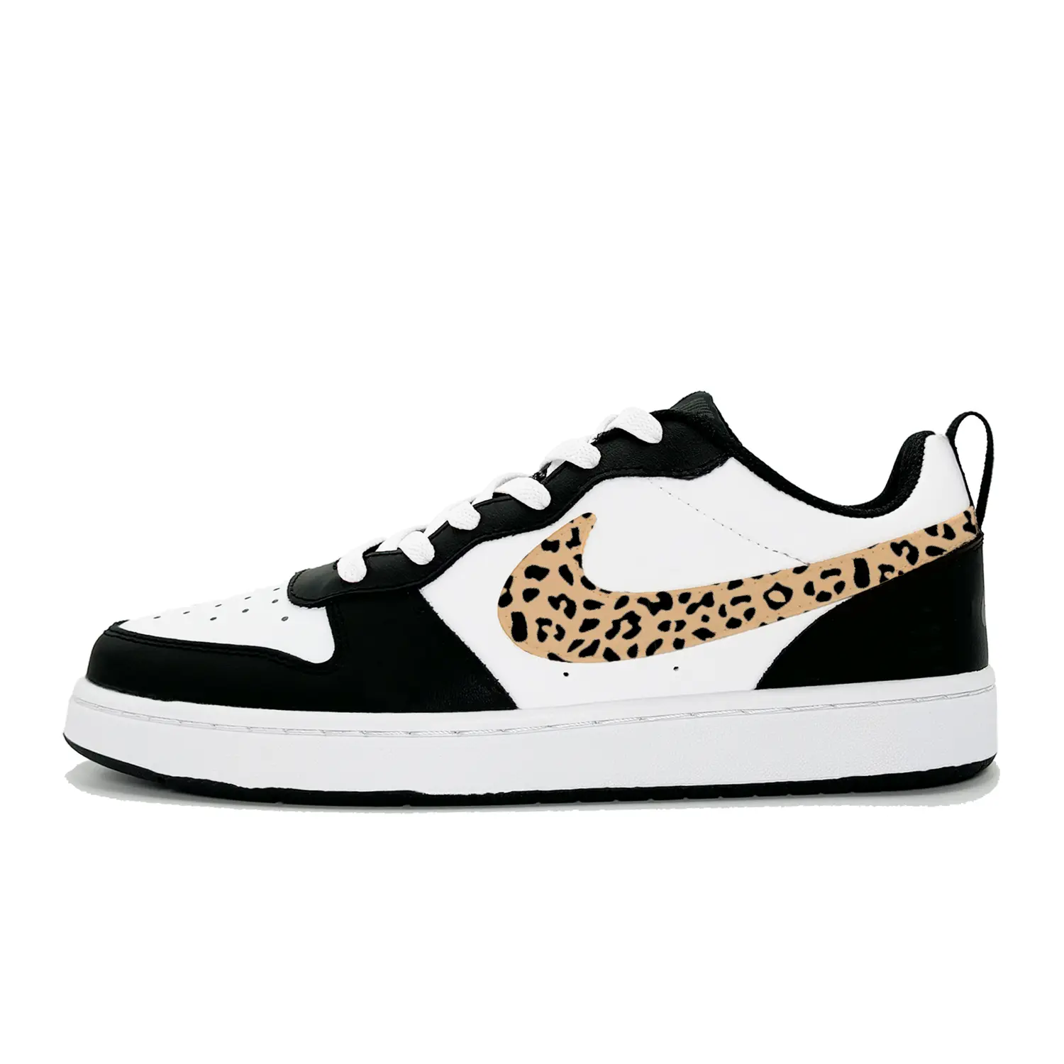 

Court Borough Black Brown Leopard Print дышащие легкие амортизирующие низкие детские скейтбординг кроссовки Brown Nike, черный коричневый