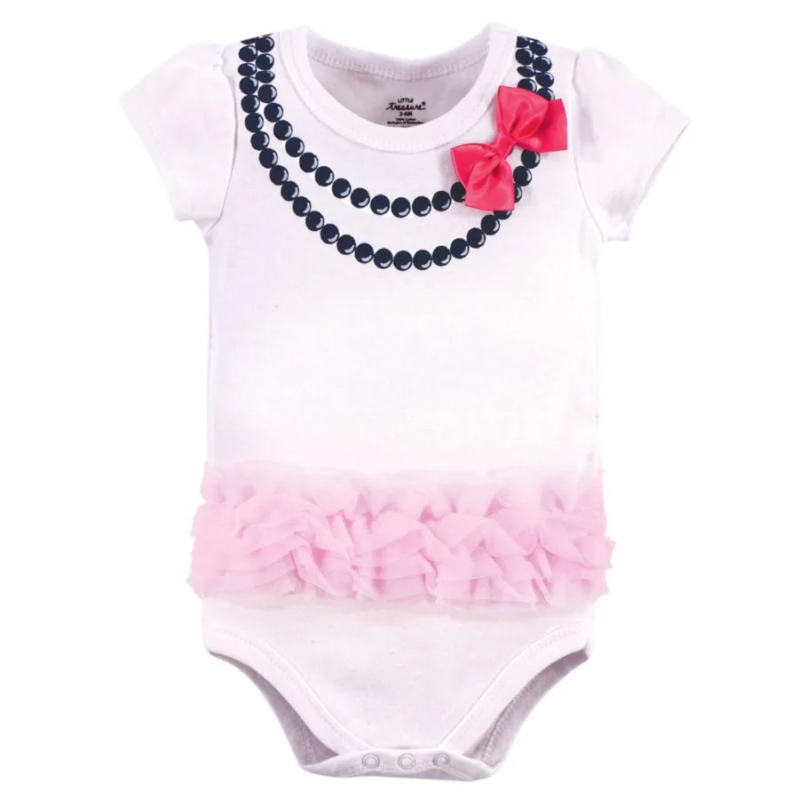 Дышащие хлопковые комбинезоны Treasure Little Treasure, розовый темно-синий necklace — фото 2