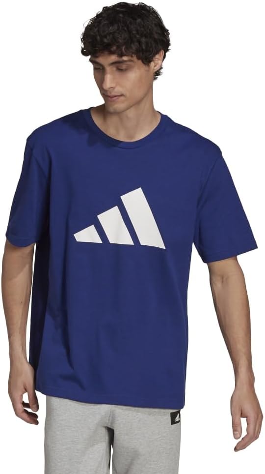 Мужская футболка Adidas Sportswear Future Icons с графическим логотипом и коротким рукавом BP068, синий — фото 2