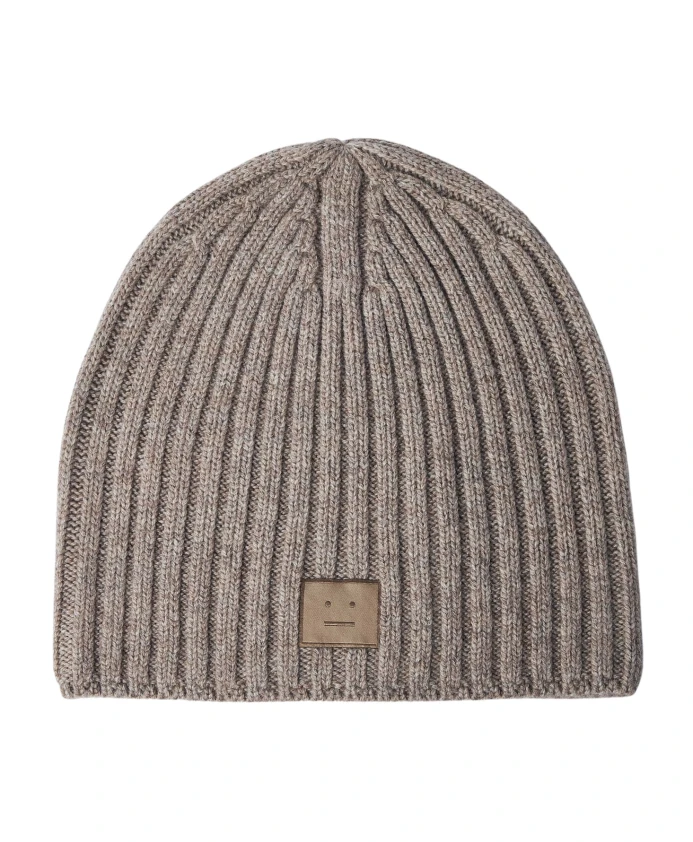 

Вязаная шерстяная шапка-бини с логотипом Acne Studios, коричневый