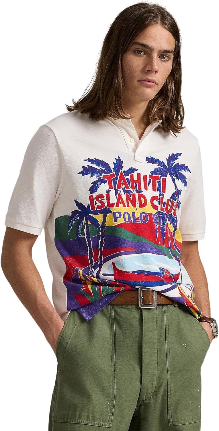 

Мужская футболка POLO RALPH LAUREN с коротким рукавом и анимационной сеткой - классика, Tahiti Island Club