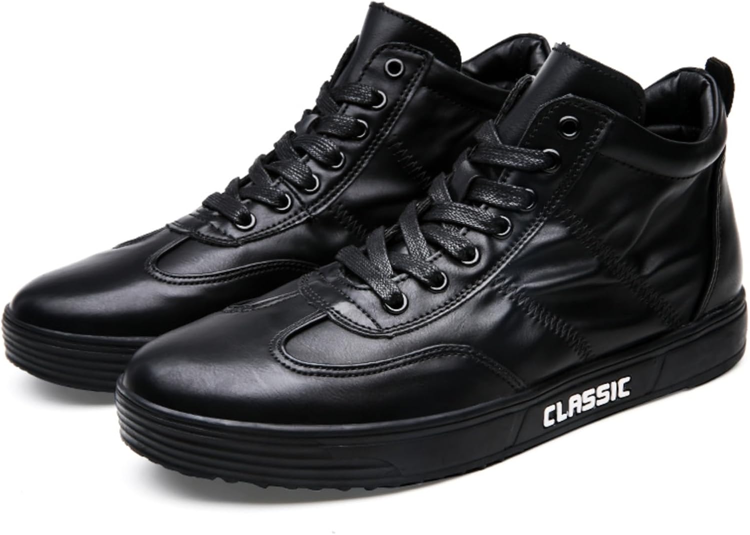 

Мужские высокие кеды, разнообразные стильные модели с шнуровкой и ремнями, удобная повседневная обувь для стритвира и повседневной моды Khwfjas, черный