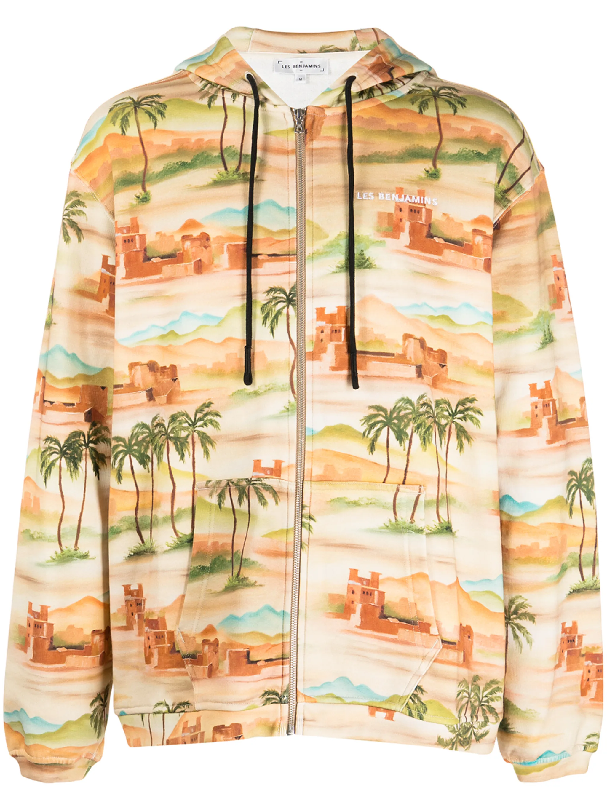 

Худи на молнии с графичным принтом Les Benjamins, коричневый