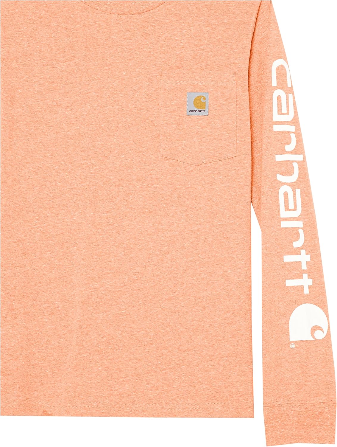 Carhartt Kid's CA6619 футболка с длинным рукавом и принтом на кармане, Mock Orange Heather — фото 3