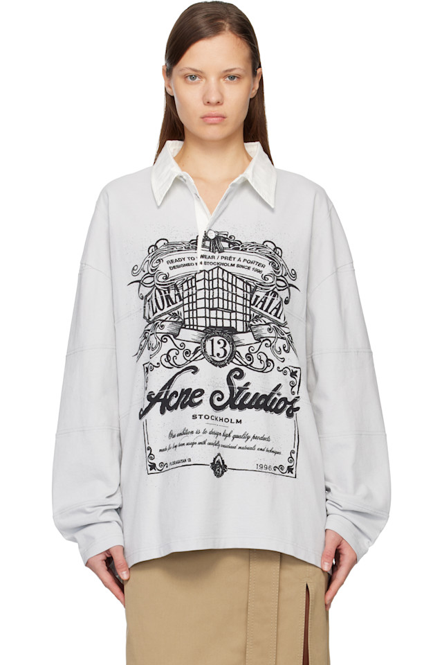 

Acne Studios Поло с серым логотипом