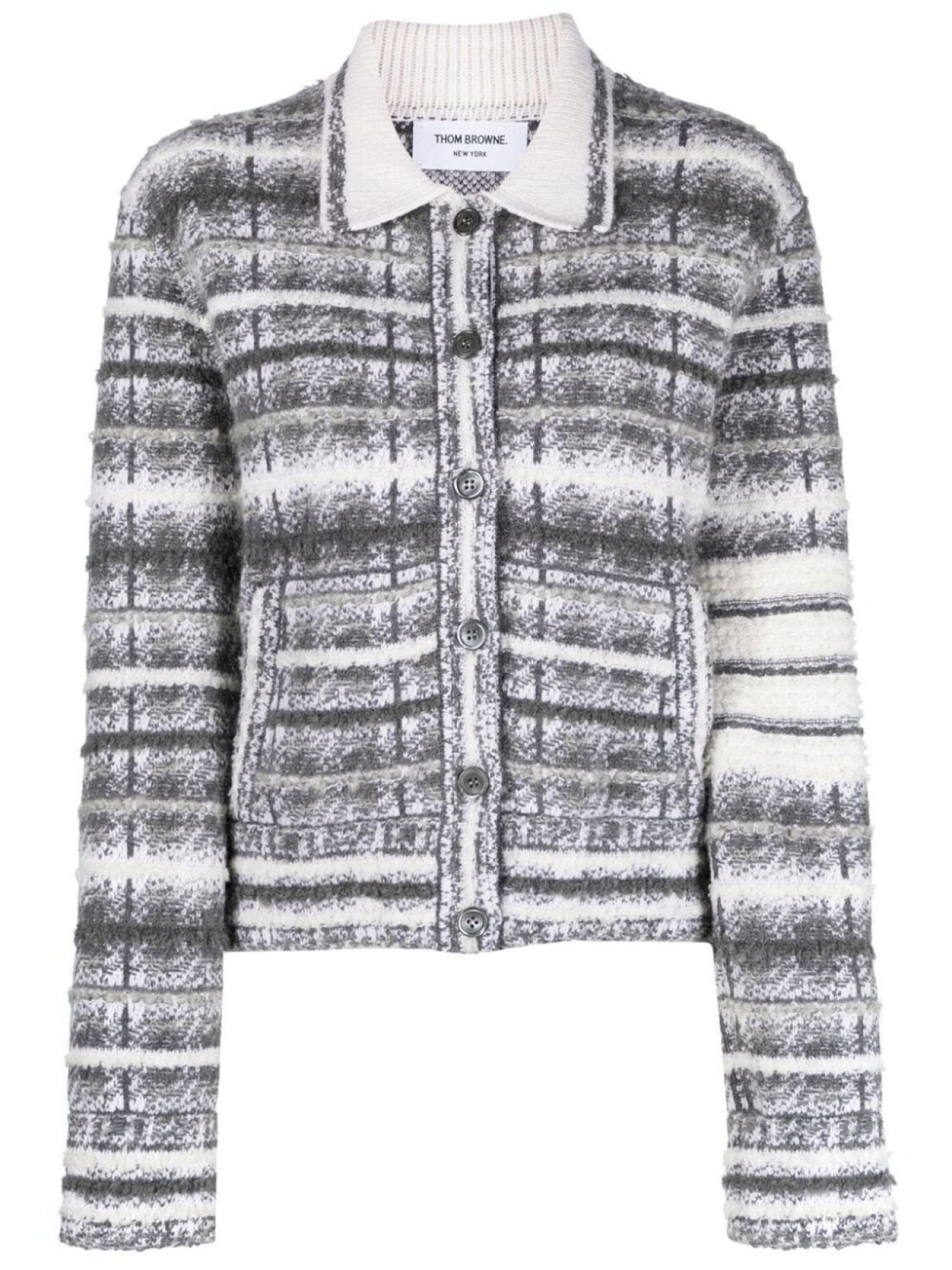 

Thom Browne клетчатый жакет с полосками 4-Bar, серый