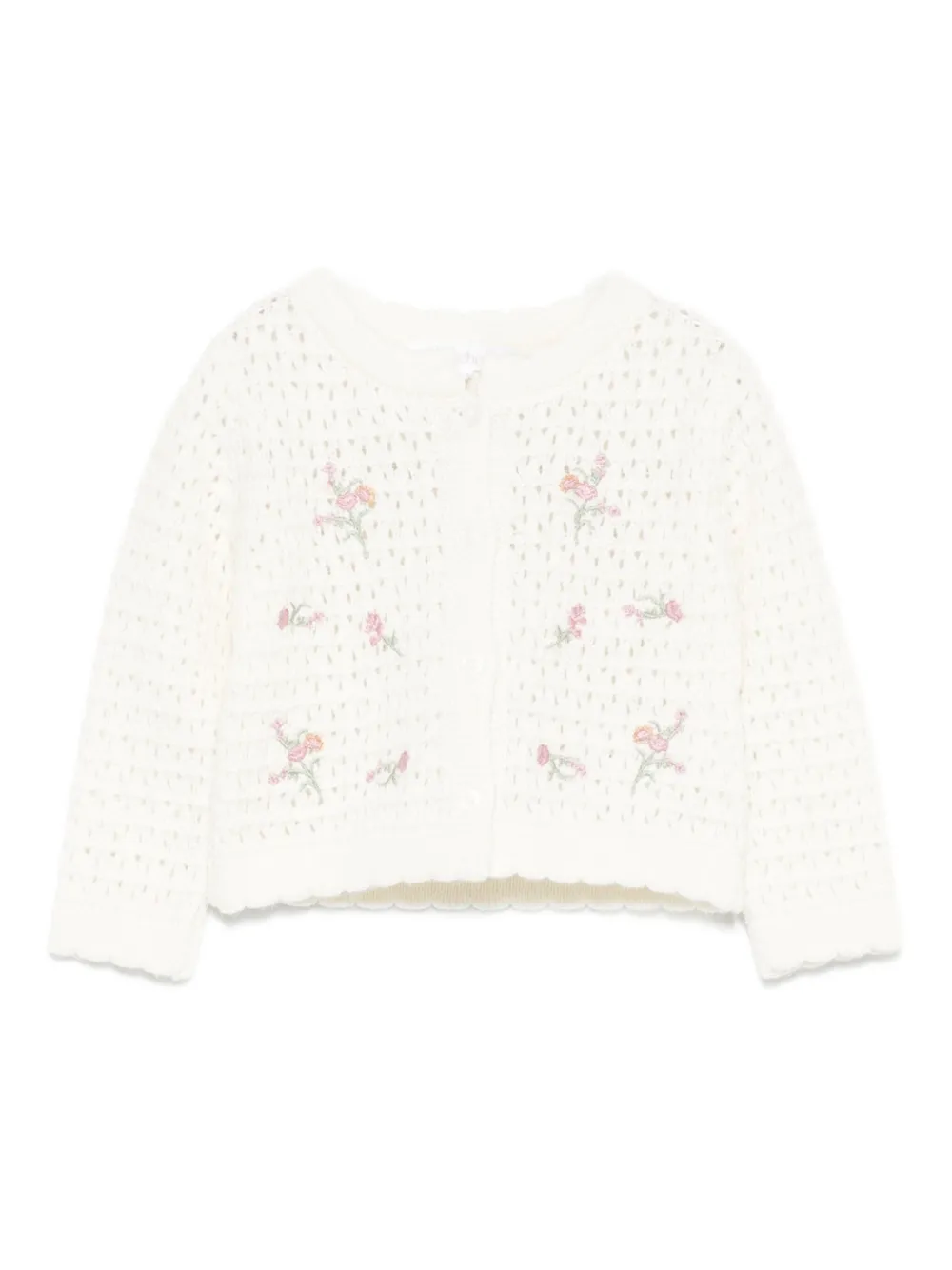 

Кардиган рыхлой вязки с цветочной вышивкой Patachou, белый