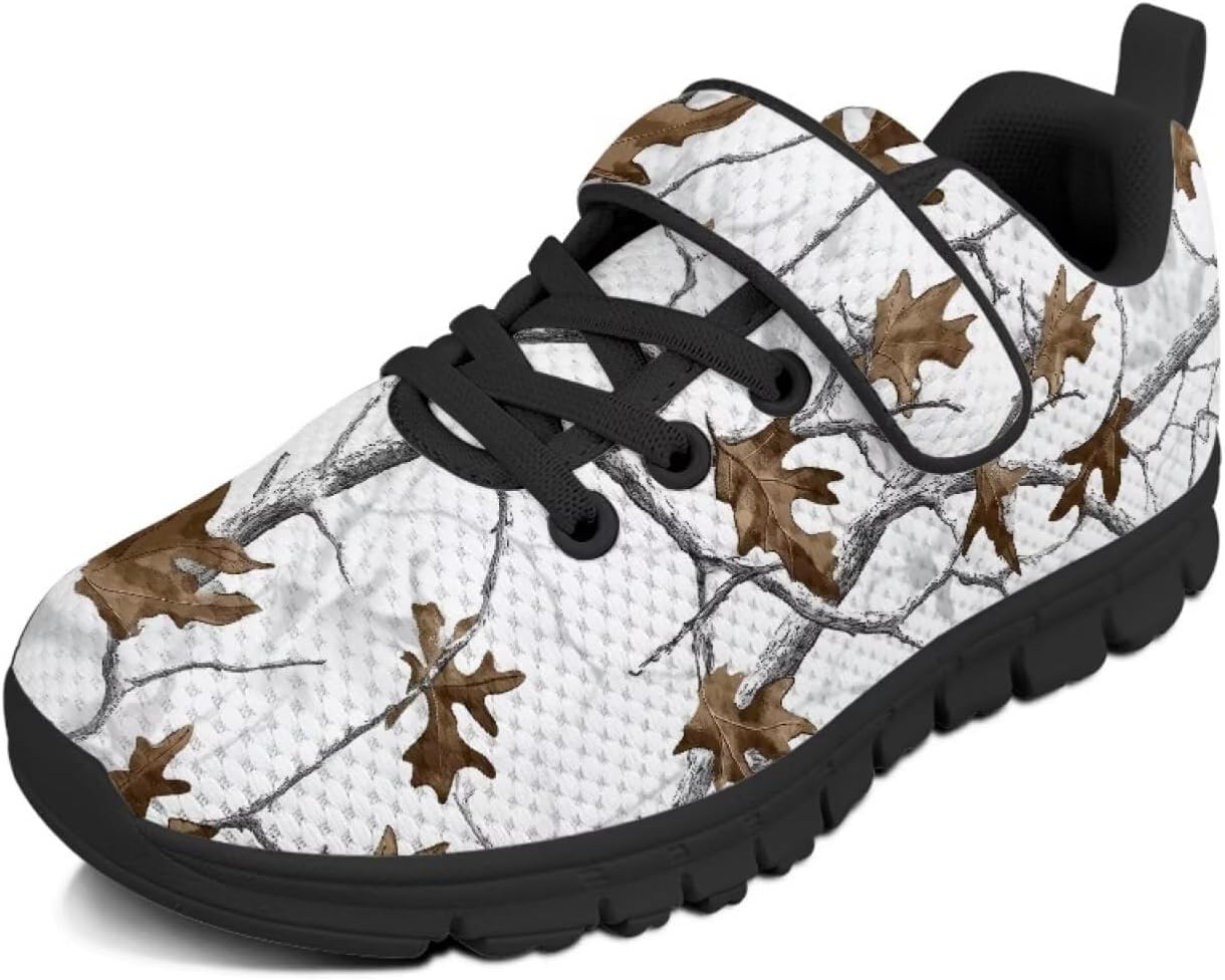 

Детские кроссовки Pointodoor с принтом радуги и пламени для мальчиков и девочек, прогулочные, нескользящие, легкие, дышащие, спортивные, для бега и тенниса, на липучках, Hunting Oak Camo