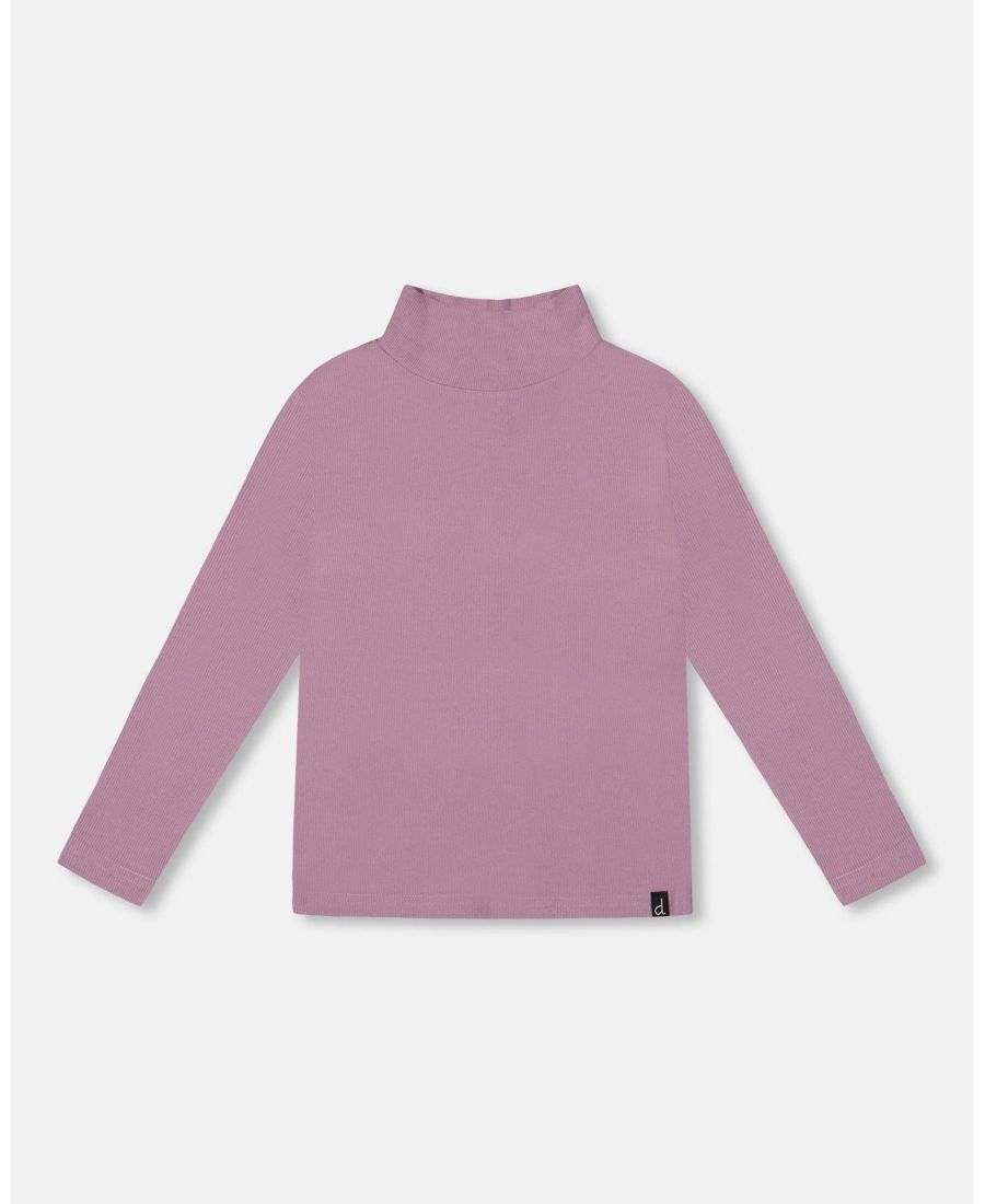 

Мягкая, очень мягкая ребристая блузка с высоким воротником, фиолетово-серого цвета - для малышей/детей Deux par Deux, Purple gray