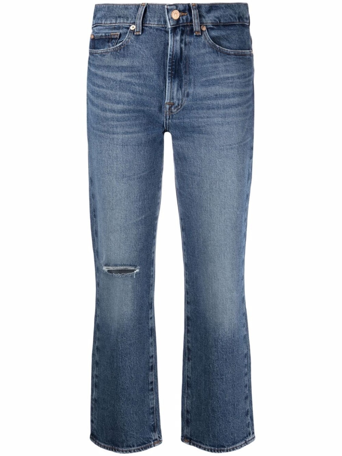

7 For All Mankind укороченные джинсы Logan с завышенной талией, синий