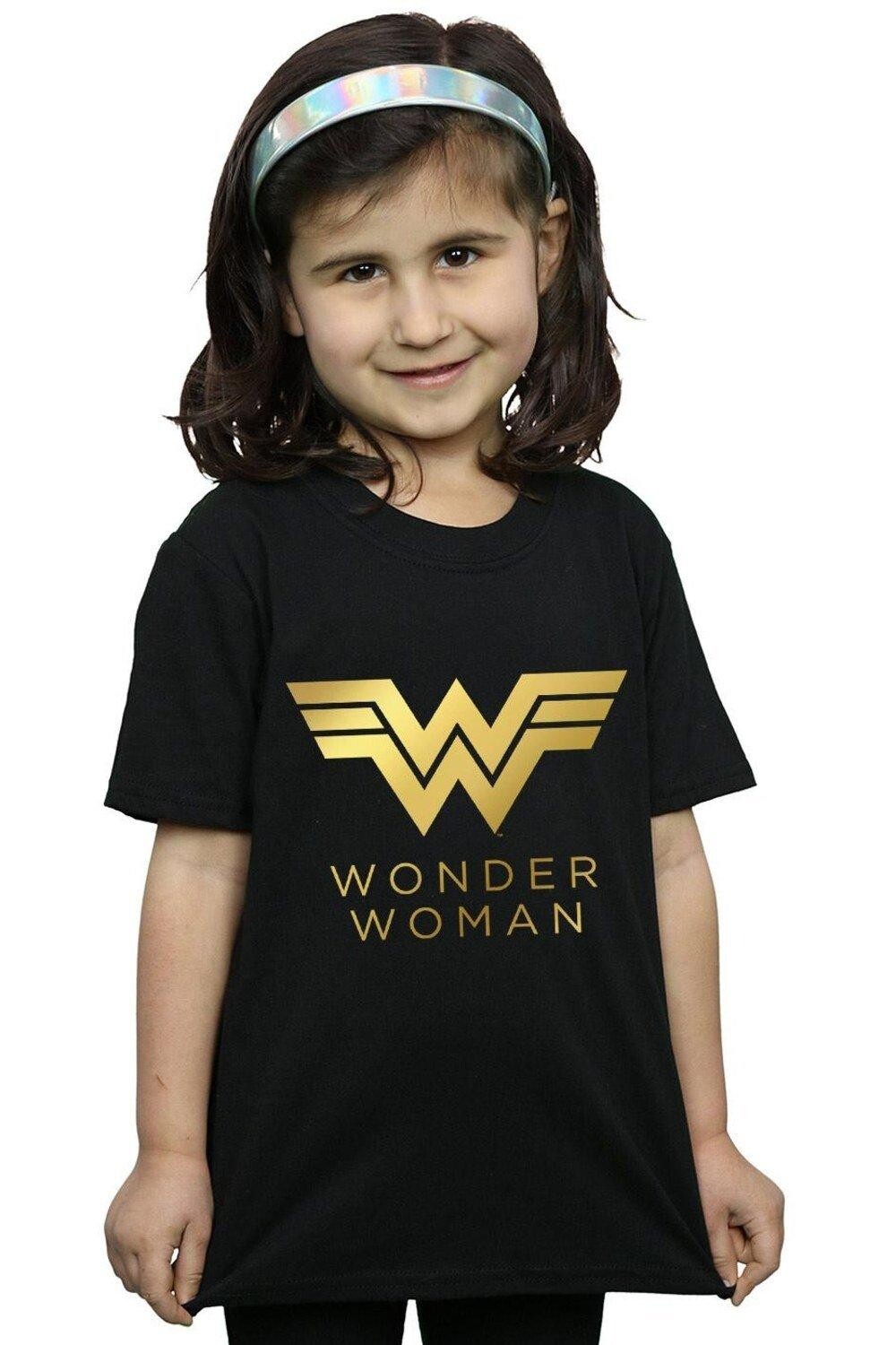 

Хлопковая футболка с золотым логотипом Wonder Woman 84 DC Comics, черный