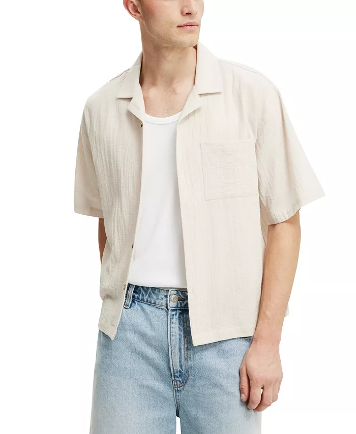 

Мужская рубашка Riviera Box Fit с коротким рукавом COTTON ON, серый