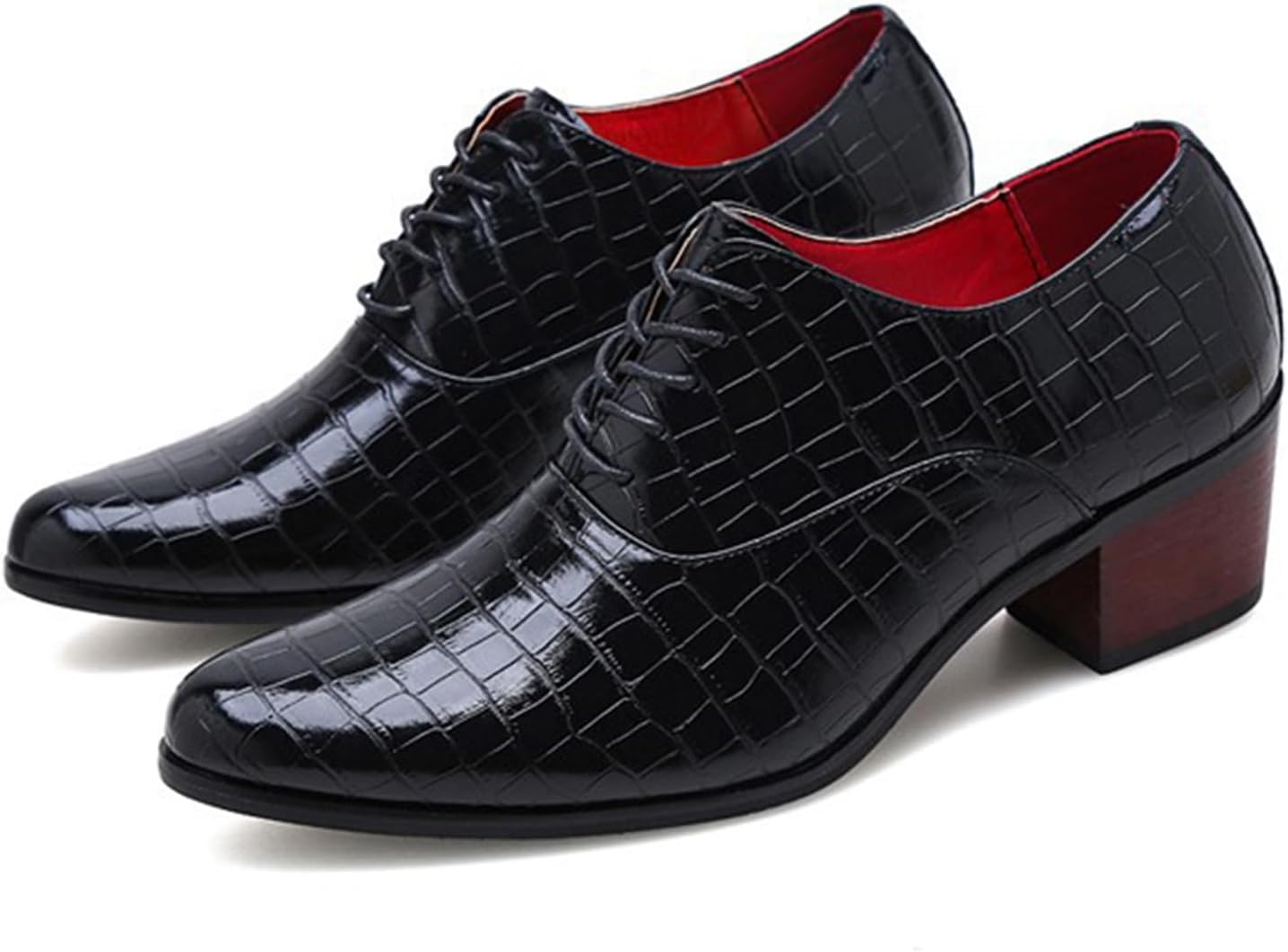 

Мужские оксфорды из кожи с каменным узором, массивным каблуком, классическим острым носком, шнуровкой, низким верхом, для бизнеса и официального стиля Zeberfi, черный