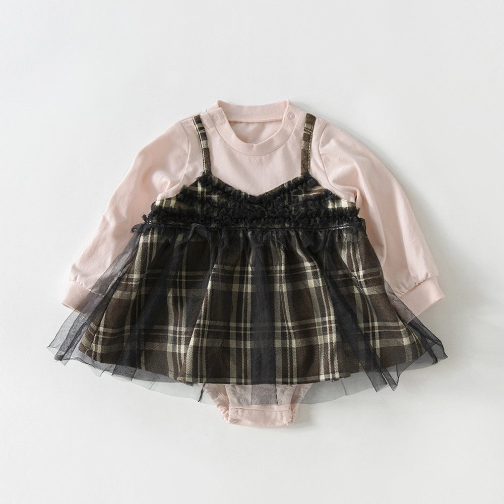 Комбинезон в клетку, сочетающийся с юбкой-свитером. Branshes, black