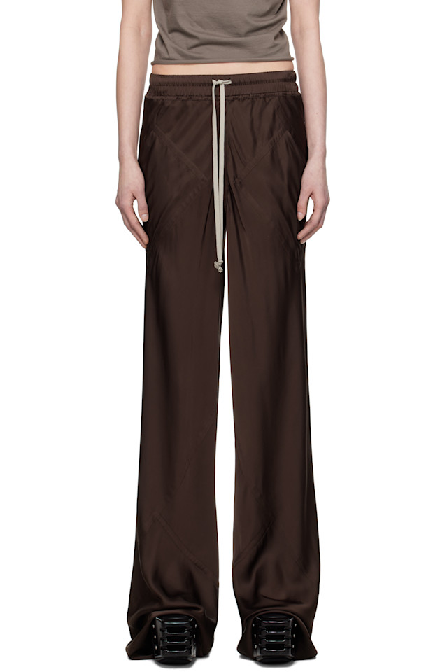 

Голливудские расклешенные брюки для отдыха на шнурке Rick Owens, цвет mahogany