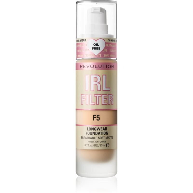 Makeup Revolution, Irl Filter, стойкая матирующая основа оттенка F5, 23 мл