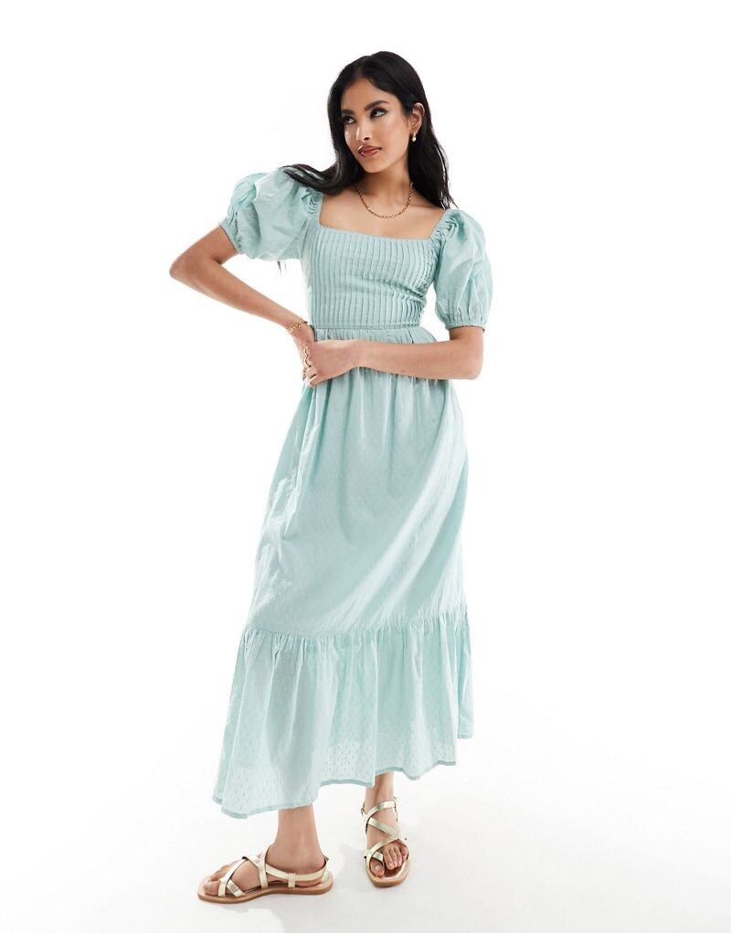 

ASOS DESIGN – платье миди из хлопка добби Sage со шнуровкой на спине