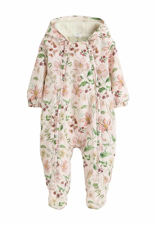 Спальный комбинезон с капюшоном стандартного кроя Next, Pink Floral All-Over Printed Double Zip