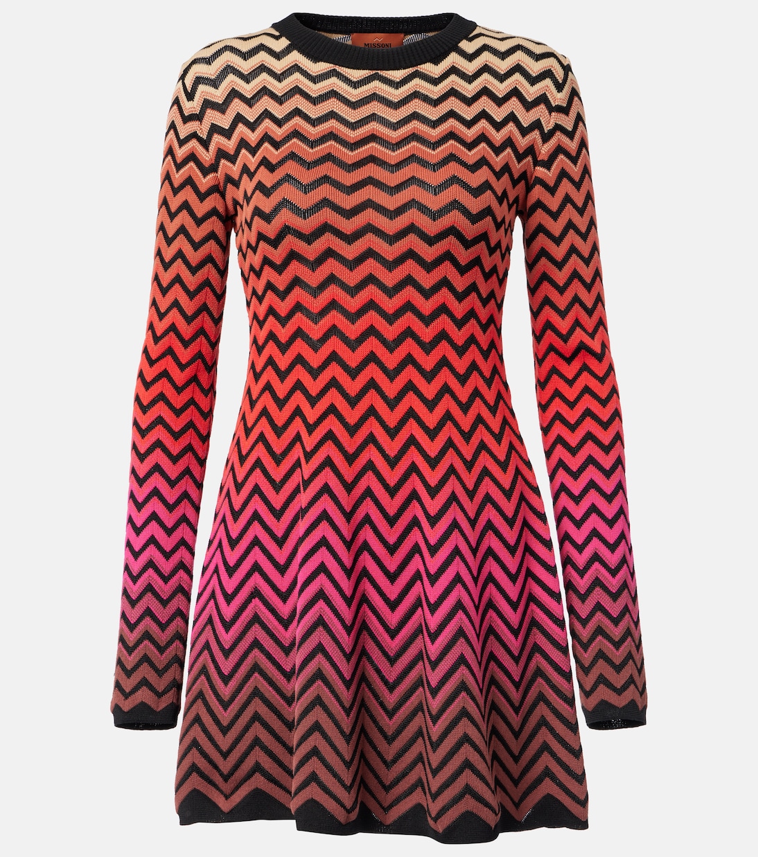 

Мини-платье из смесового хлопка с эффектом омбре Zig Zag Missoni, Multicolor Black Red Fucsia Brown