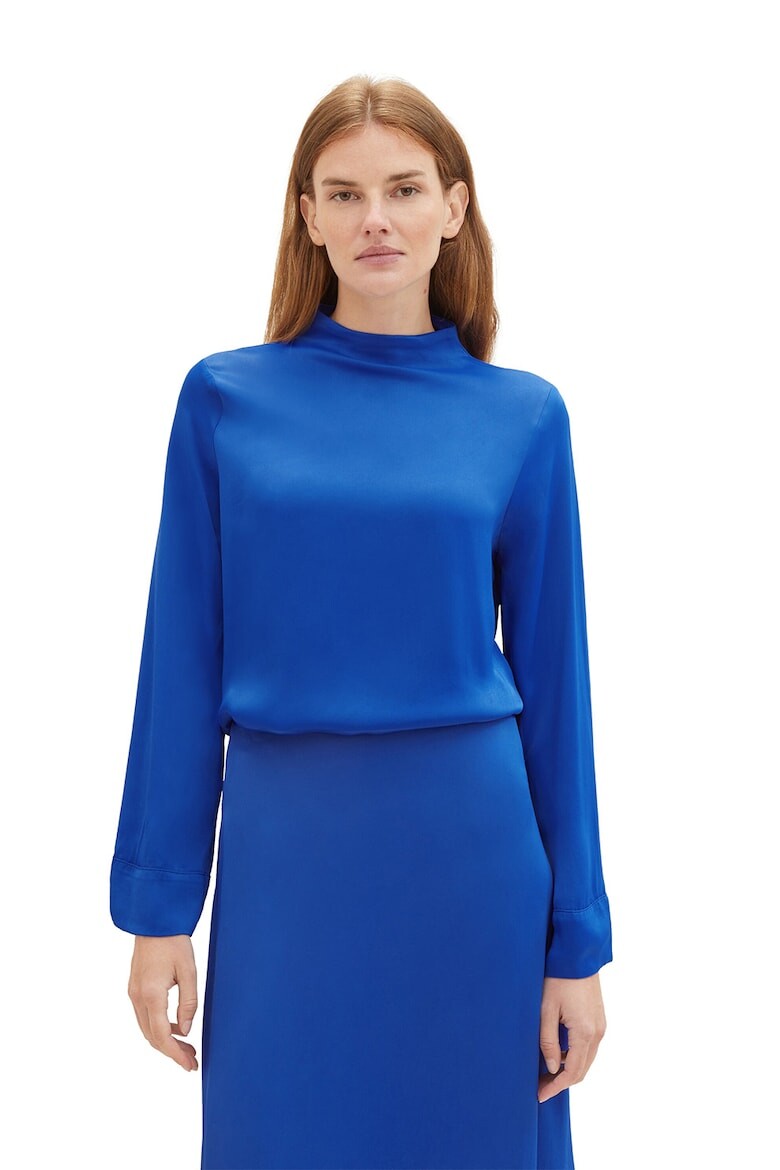 

Атласная блузка с драпированным вырезом Tom Tailor, синий