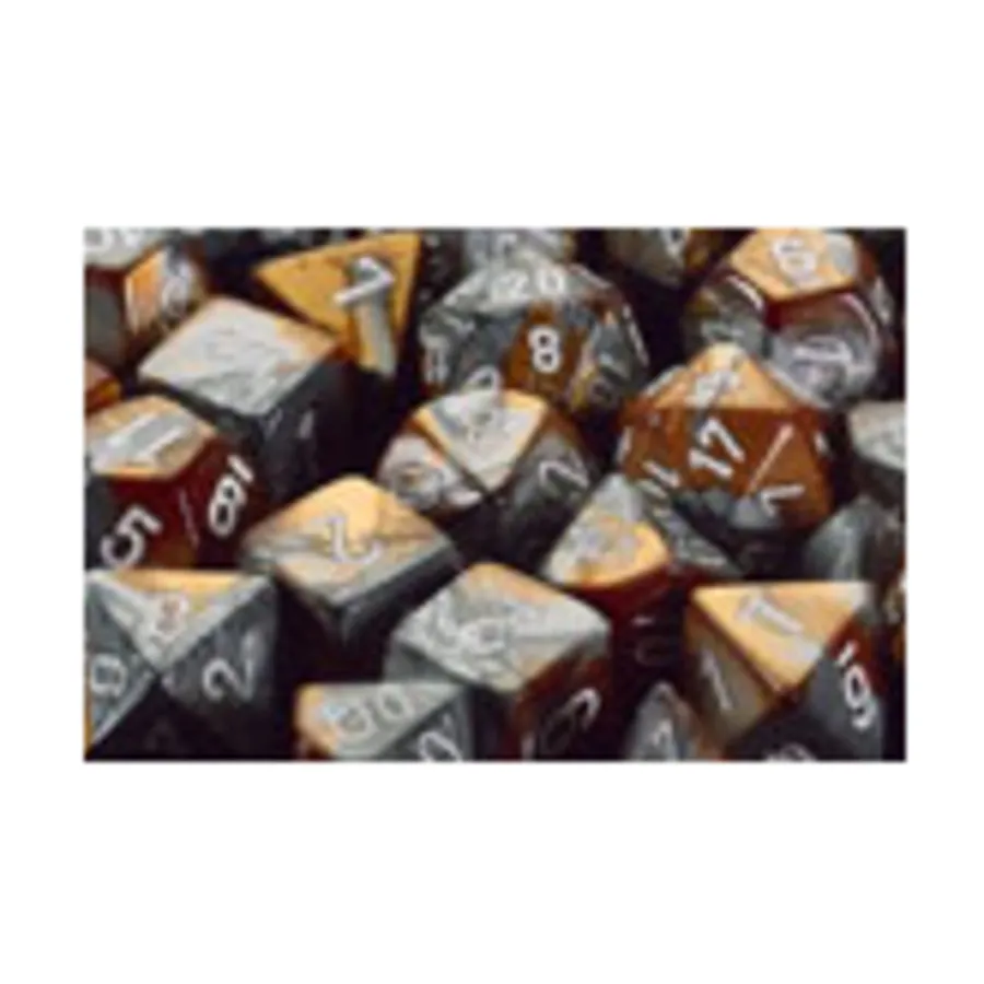 

d6 16 мм, медь и сталь с белым (12), Dice - Gemini - d6 16mm (Chessex)