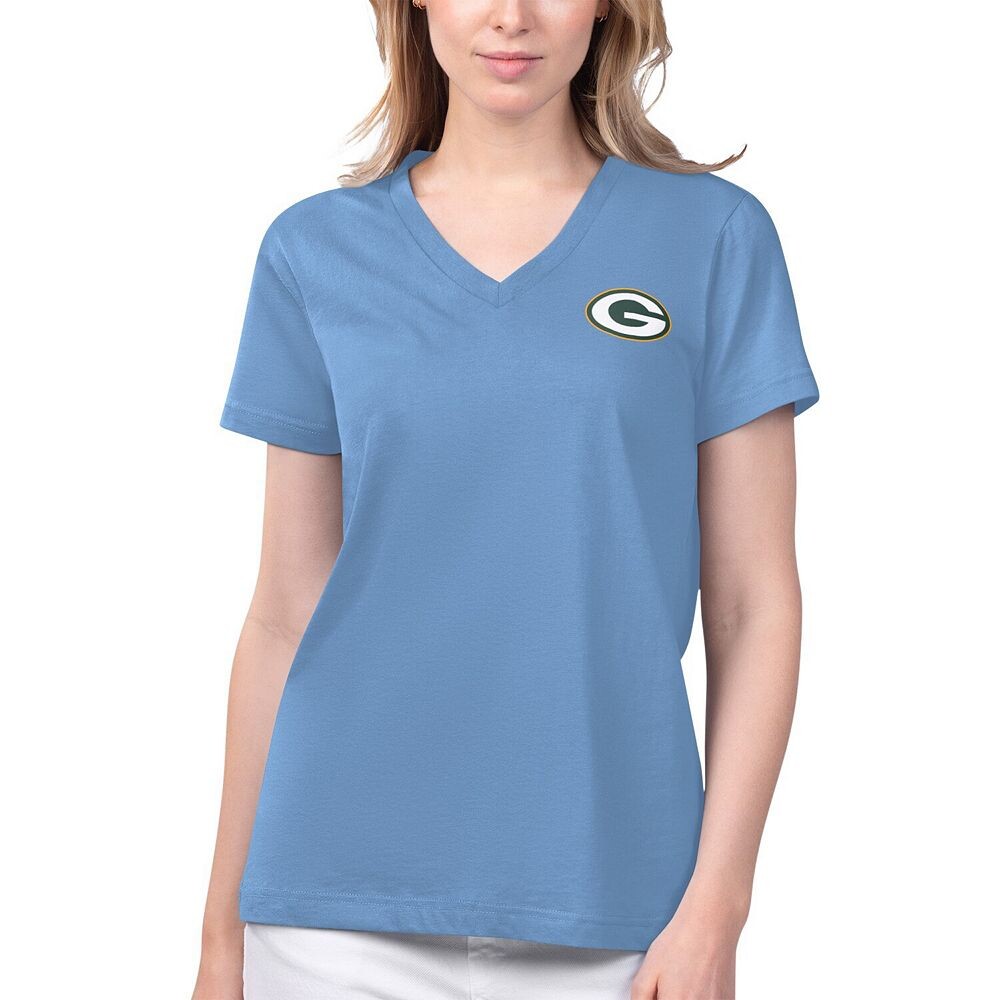 

Женская футболка Margaritaville Blue Green Bay Packers Game Time с v-образным вырезом, цвет Pkr Blue