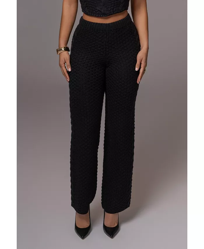 

Женские бежевые трикотажные брюки Madison JLUXLABEL, черный