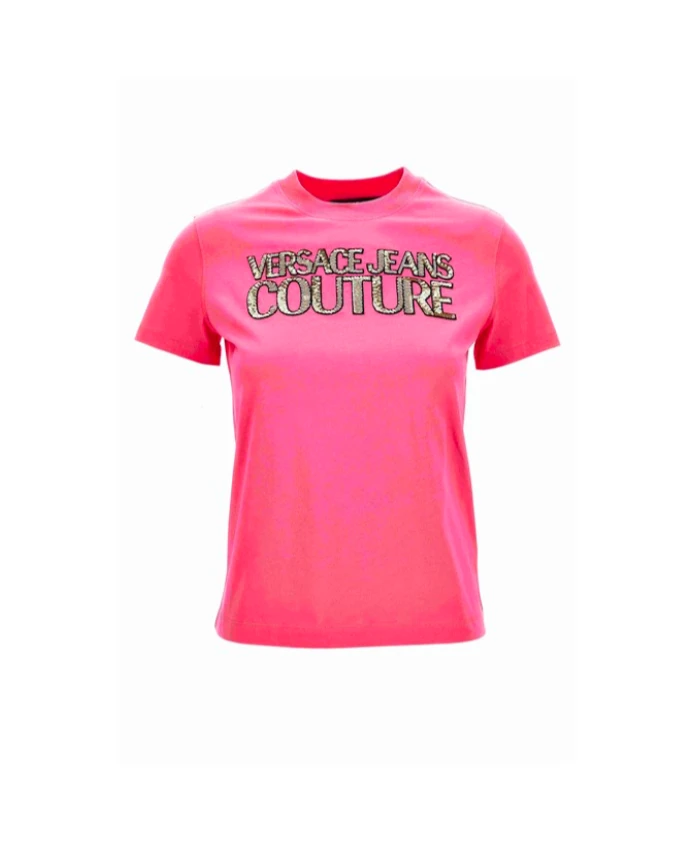 

Футболка с логотипом из пайеток Versace Jeans Couture, розовый