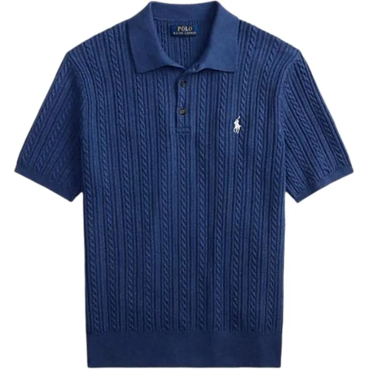 Поло из кабельной вязки Polo Ralph Lauren, темно-синий