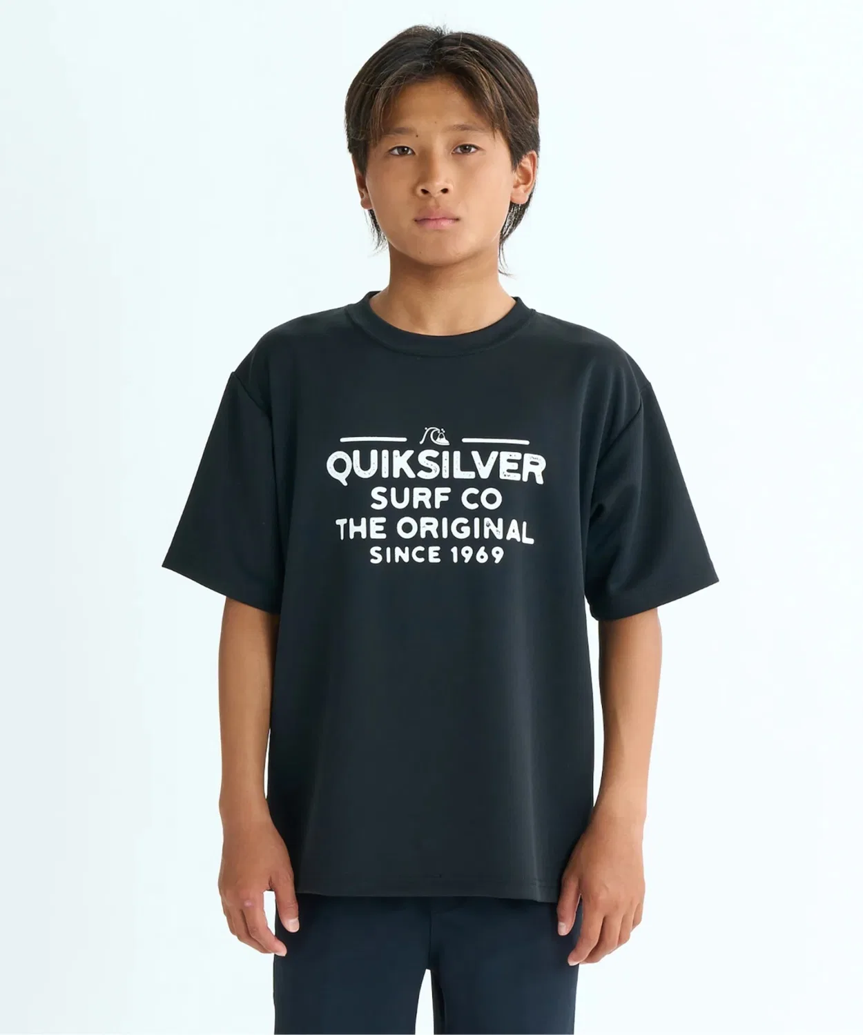 Рашгард с коротким рукавом Quiksilver FEEDING LINE SS YOUTH, полиэстер, чёрный